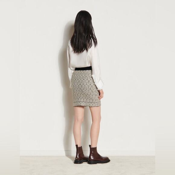 SANDRO PARIS NWOT Short Jacquard Knit Wool Blend Skirt $300 MSRP Size 4 - Picture 6 of 14
